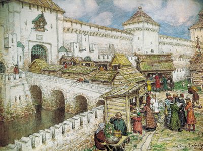 Buchläden auf der Spassky-Brücke im 17. Jahrhundert von Apollinari Mikhailovich Vasnetsov